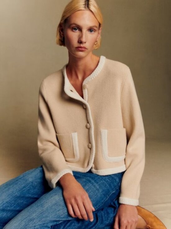 Sezane Sweaters - Sezane Auguste Cardigan in Cream | Size Small